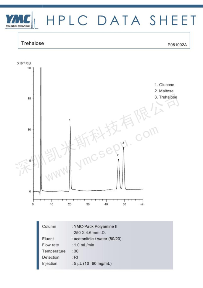 海藻糖分离的液相色谱图