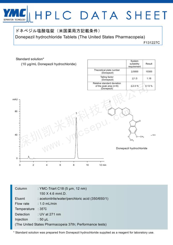 盐酸多奈哌齐片的色谱图