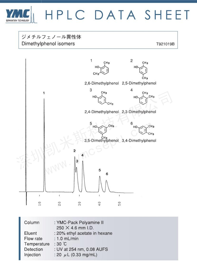 二甲酚异构体检测的色谱图
